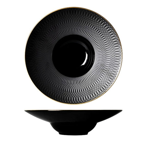 Sphere Black Bowl with Gold Wide Rim & Matt Glazing - Cherven Tableware Supplies